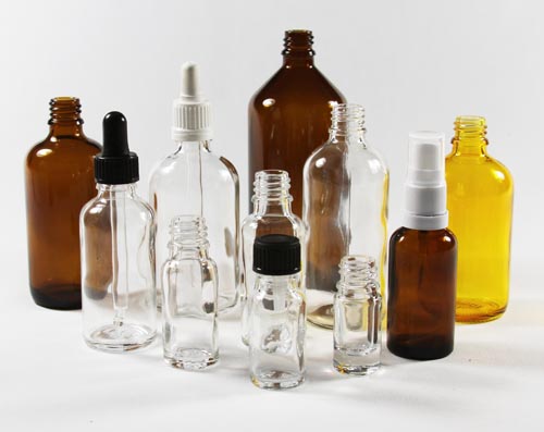 clear glass aromatherphy bottles